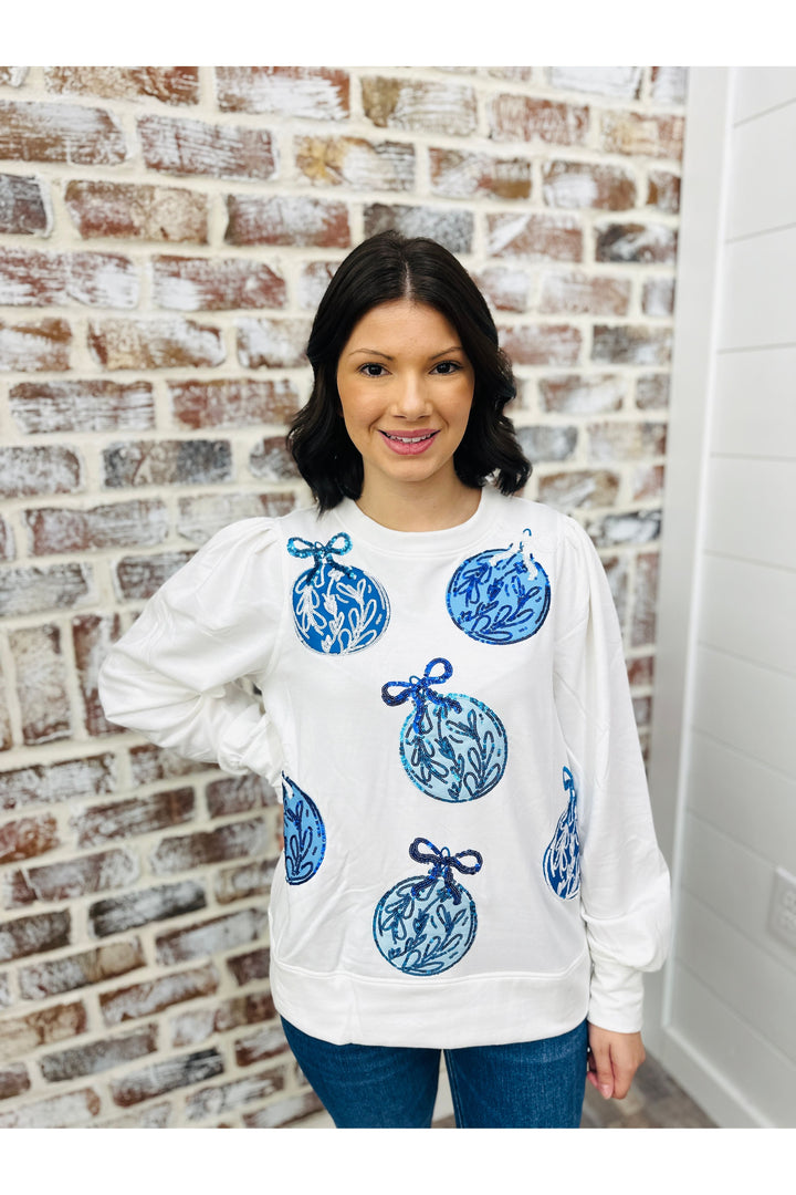 Mary Square Blue Ornaments Sweatshirt