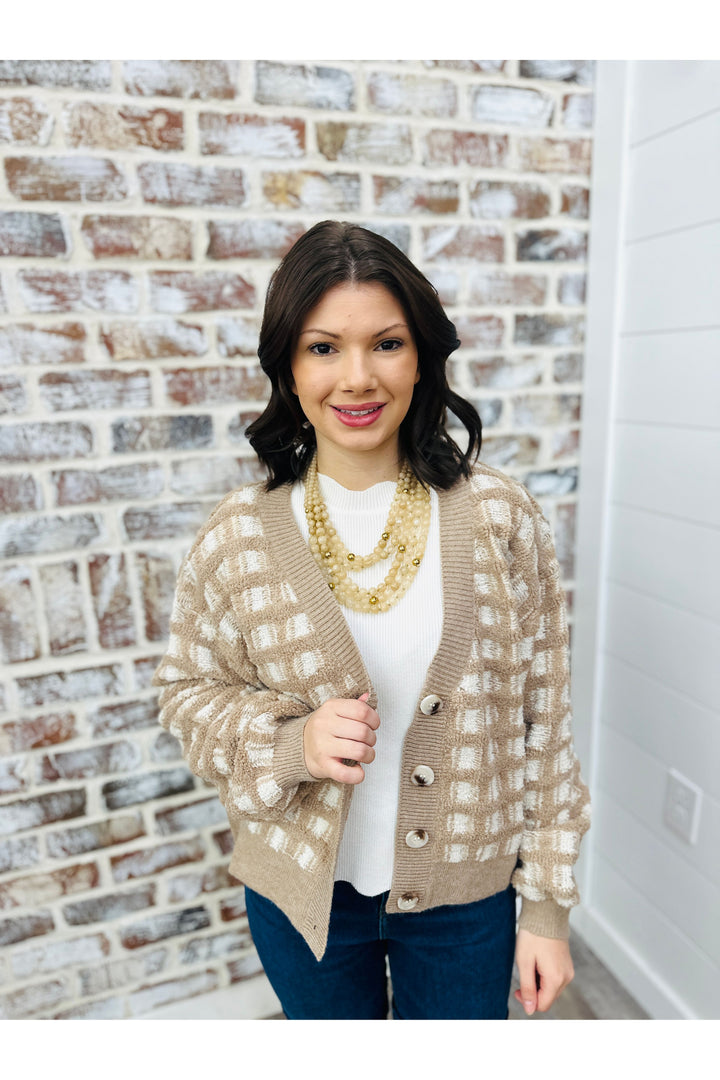 Neutral Squares Cardigan