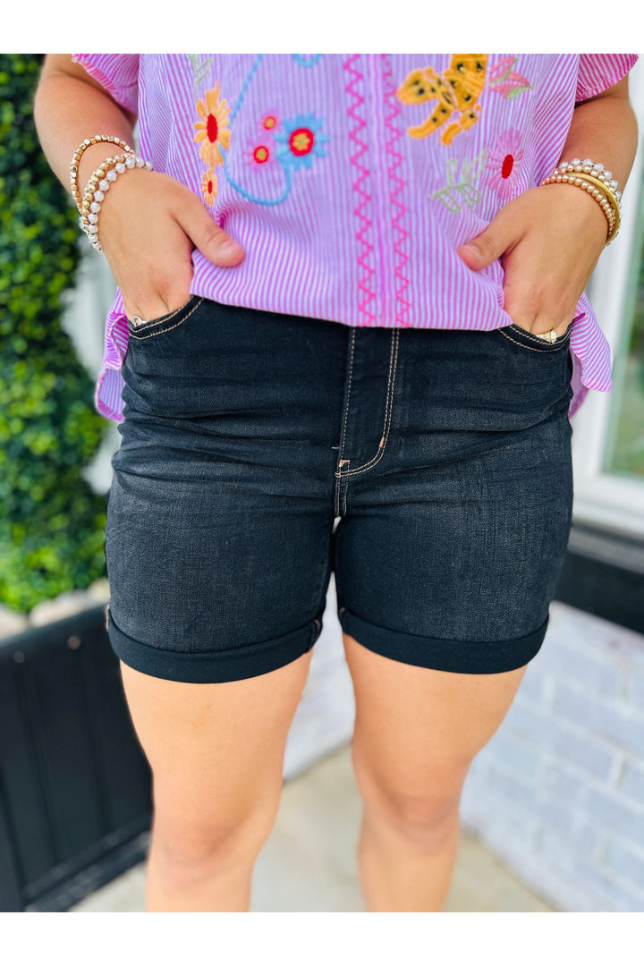 Judy Blue| High Waisted Black Shorts
