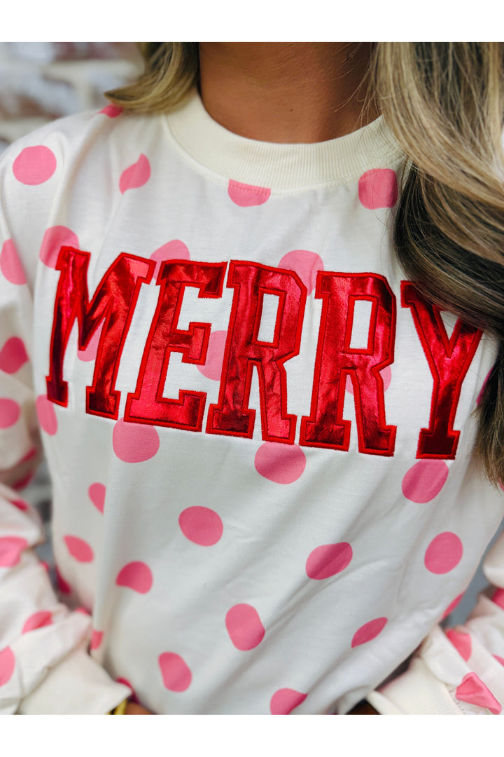 Metallic Merry on Polka Dot Top