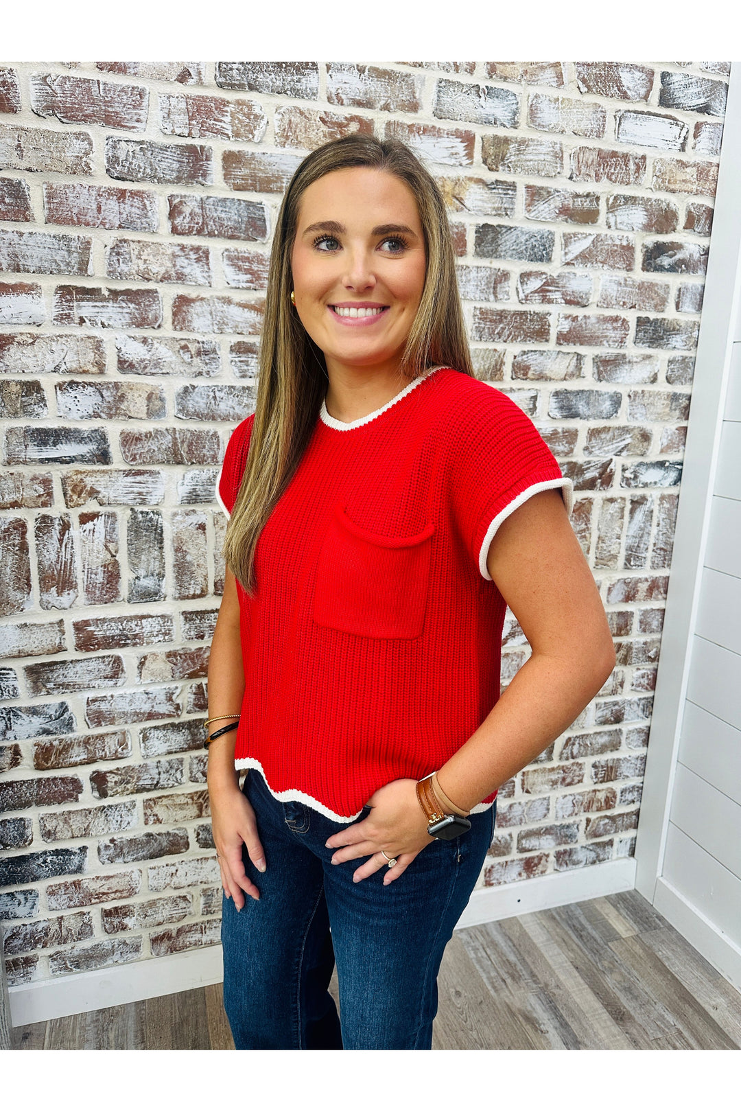 Red Hot Varsity Top