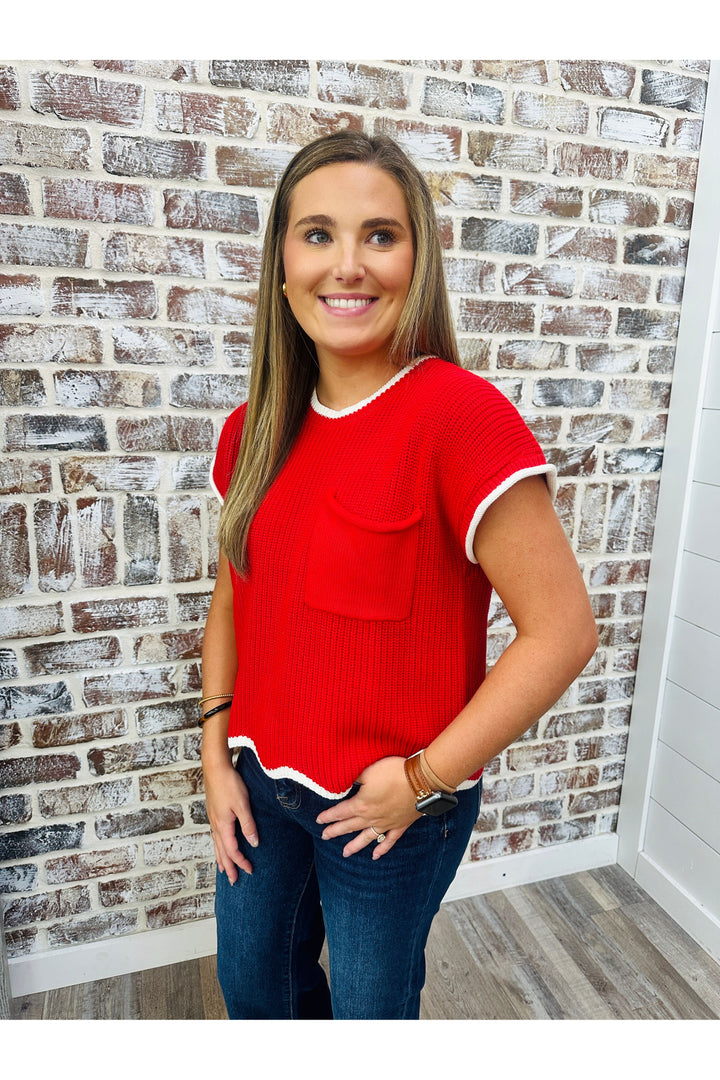 Red Hot Varsity Top