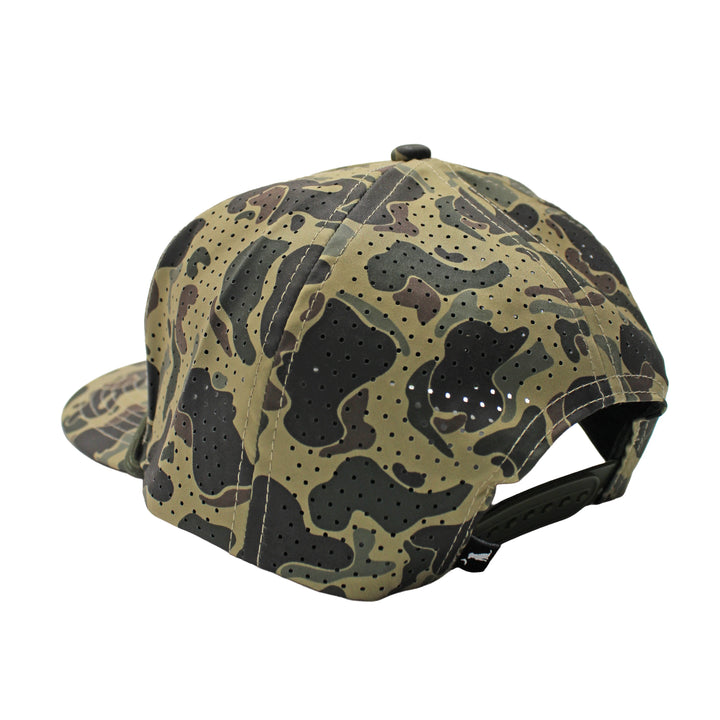 Local Boy| Youth Leather Patch Perforated Rope Hat~ Retro Camo