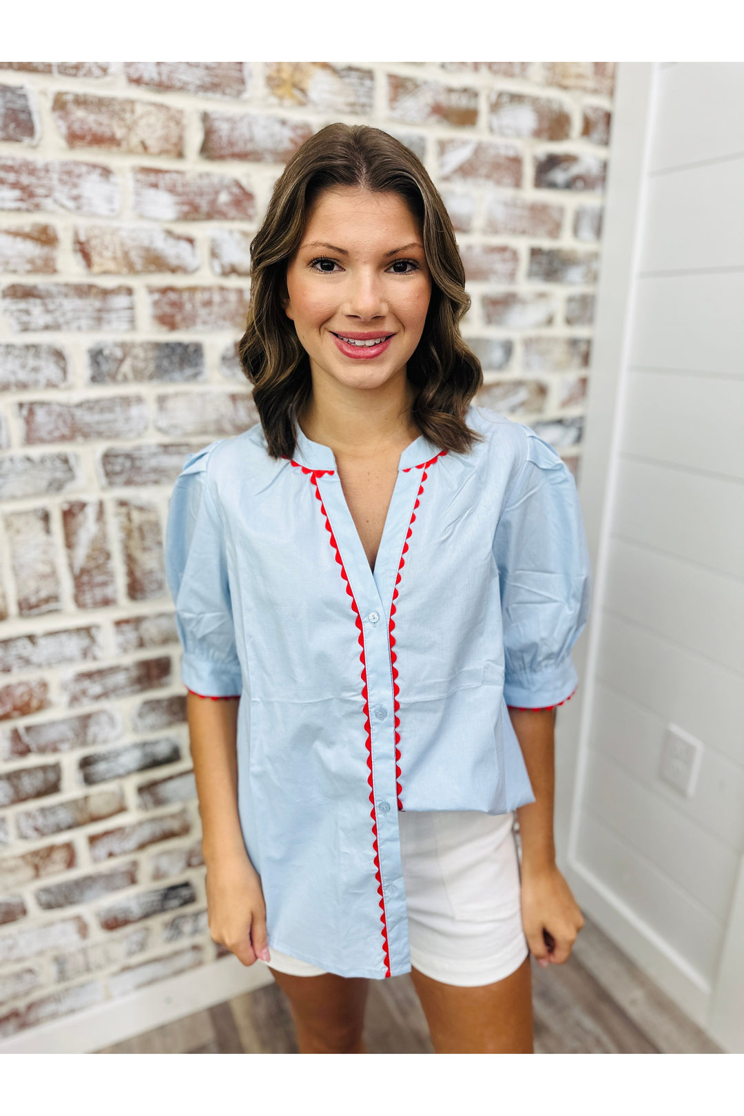 Mary Square| Elaine Top | Light Blue