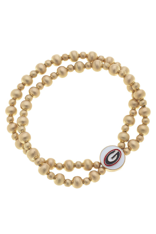 Georgia Bulldogs 2-Row Ball Bead Stretch Bracelet