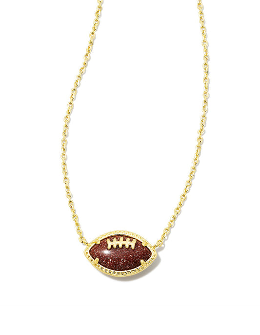 Kendra Scott| FOOTBALL SHORT PENDANT NECKLACE GOLD ORANGE GOLDSTONE