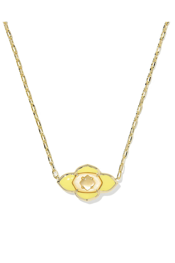 Kendra Scott | Abbie Medallion Gold Short Pendant Necklace - Yellow Mix