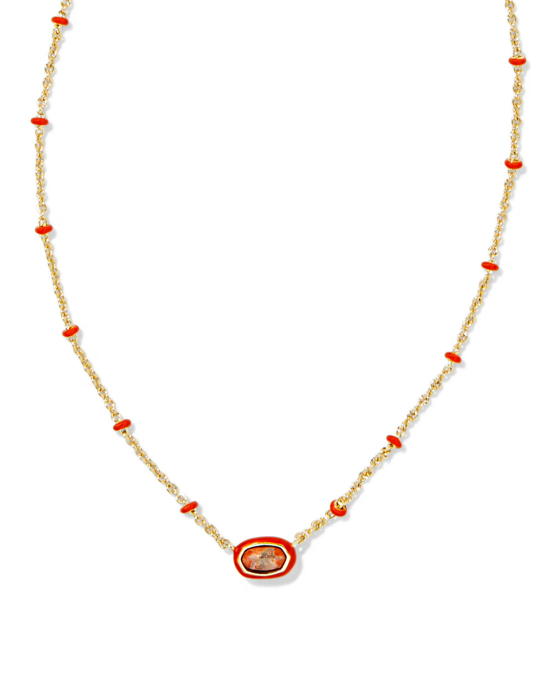 Kendra Scott | Mini Elisa Gold Enamel Frame Short Pendant Necklace in Red