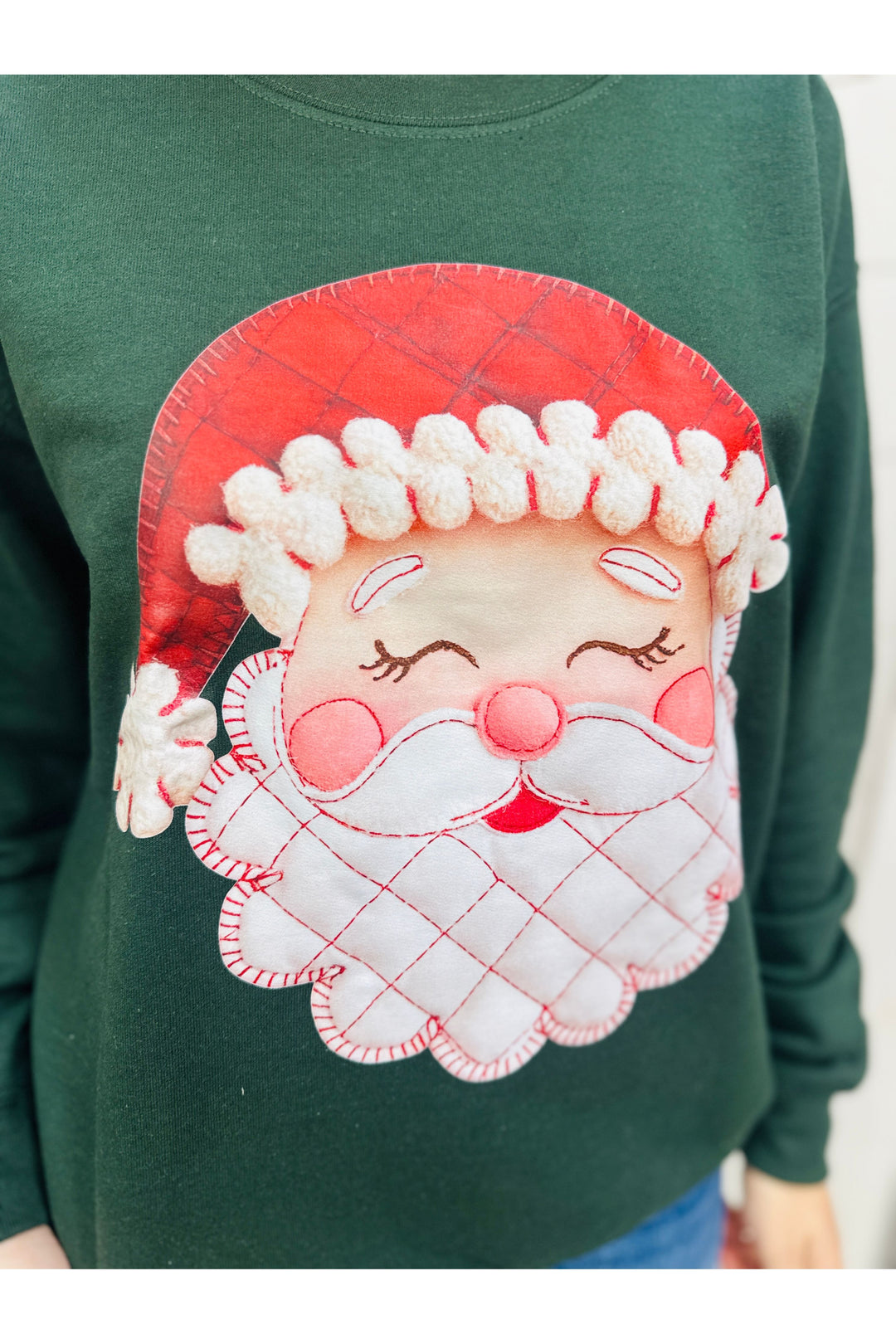 Cozy Patchwork Santa Sweatshirt