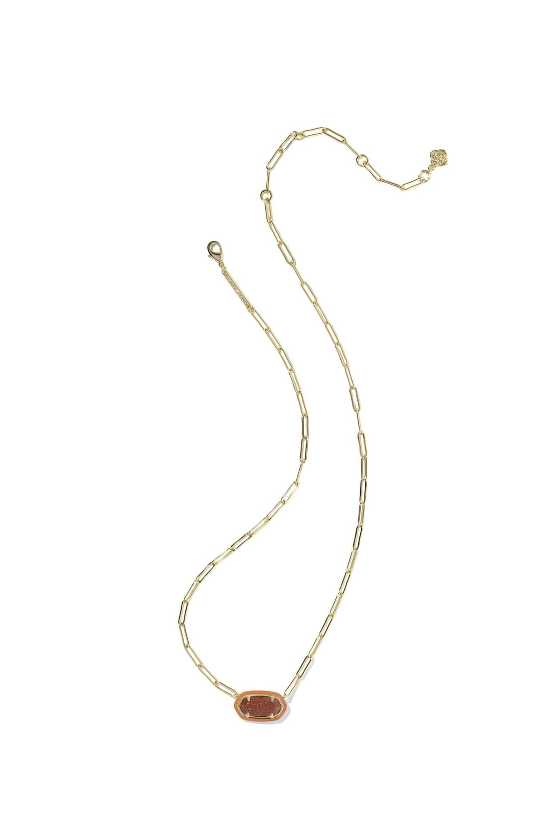 Kendra Scott | Elisa Enamel Frame Gold Paperclip Necklace Orange Gemstone