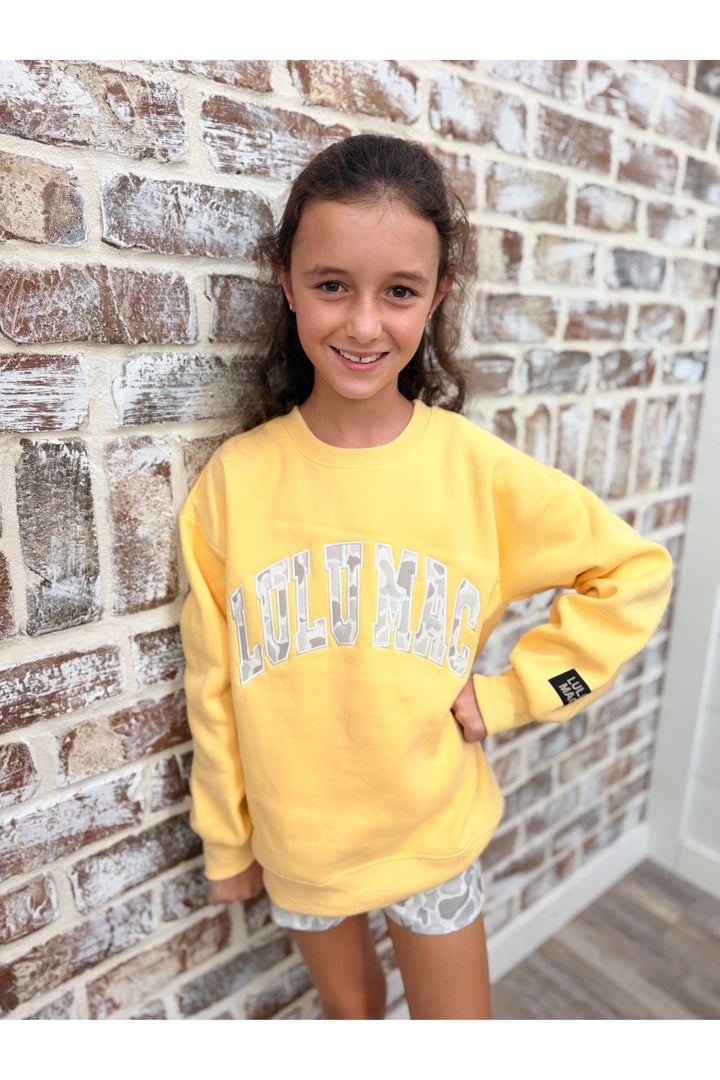 Lulu Mac | Youth Yellow Camo Sweatshirt