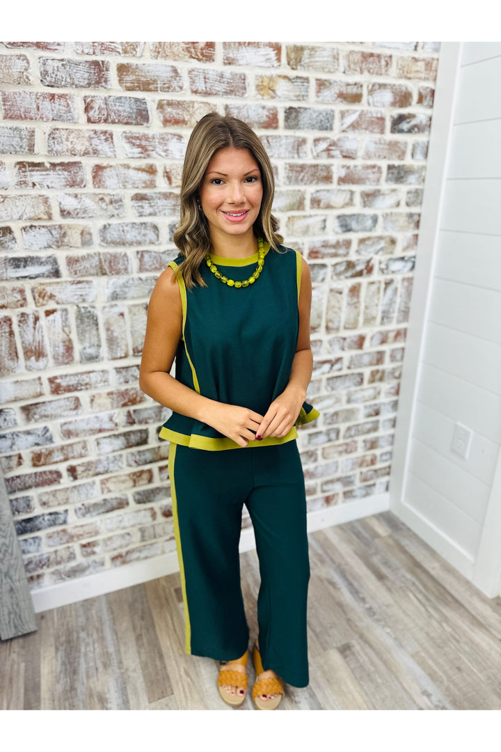 Contrast Comfort Pants Set
