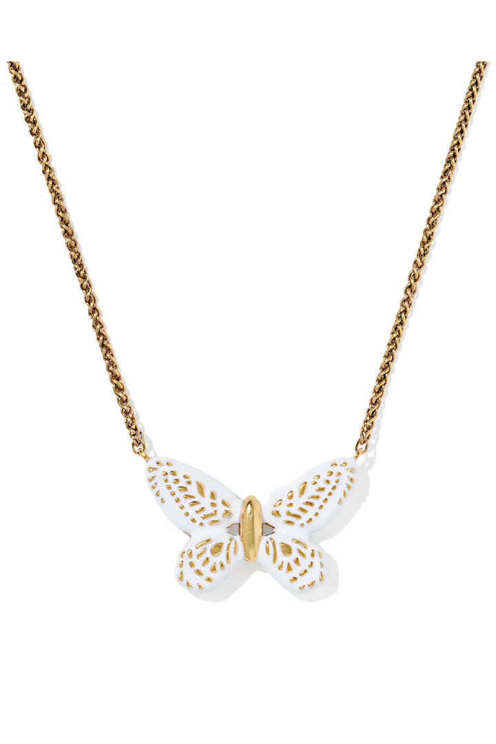 Dolly Parton x Kendra Scott Enamel Butterfly Vintage Gold Short Pendant Necklace