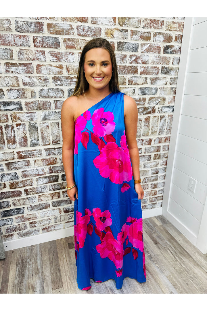 One Shoulder Sweet Bloom Maxi Dress