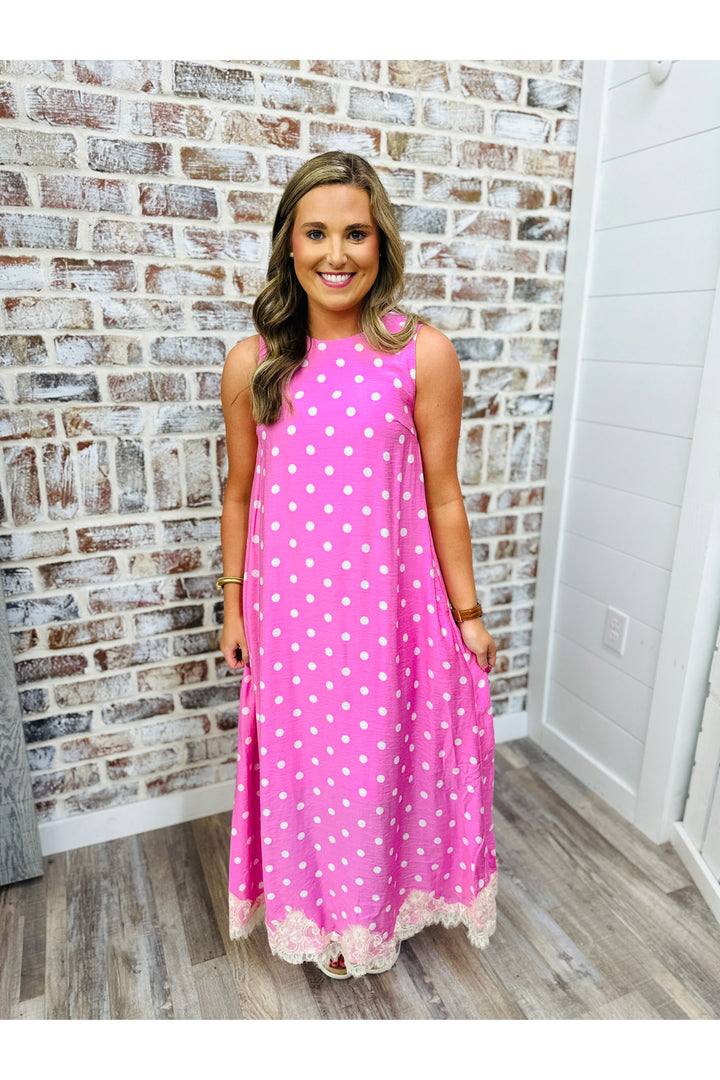 Precious Pink Polka Dot Maxi Dress