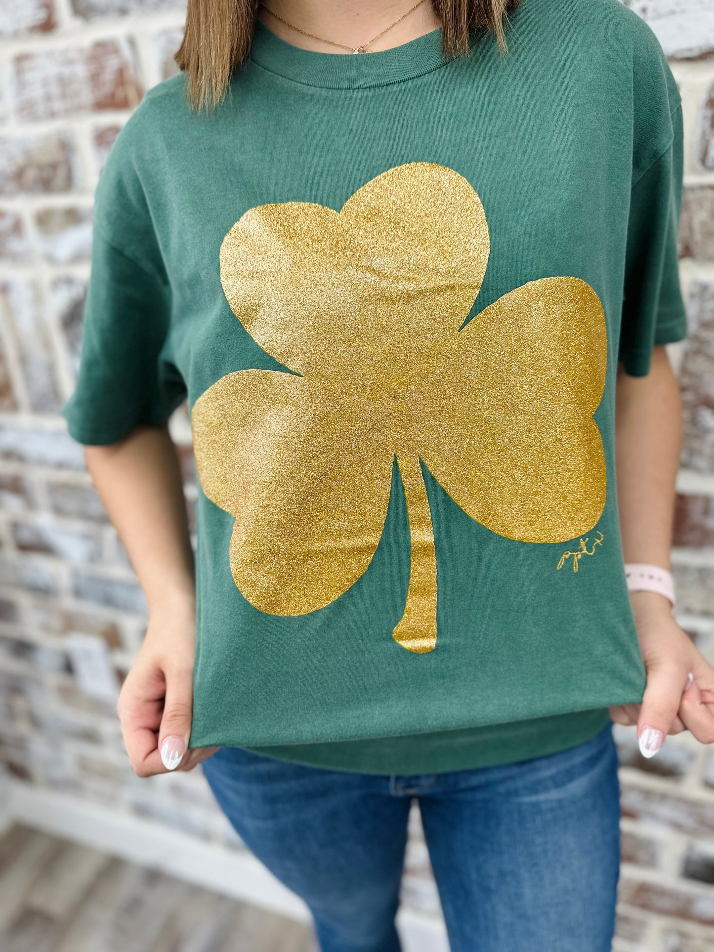 Golden Glitter Shamrock Tee