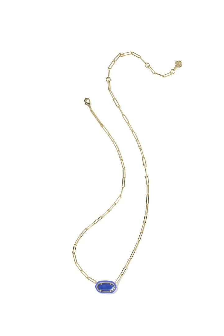 Kendra Scott | Elisa Enamel Frame Gold Paperclip Necklace Cobalt Illusion