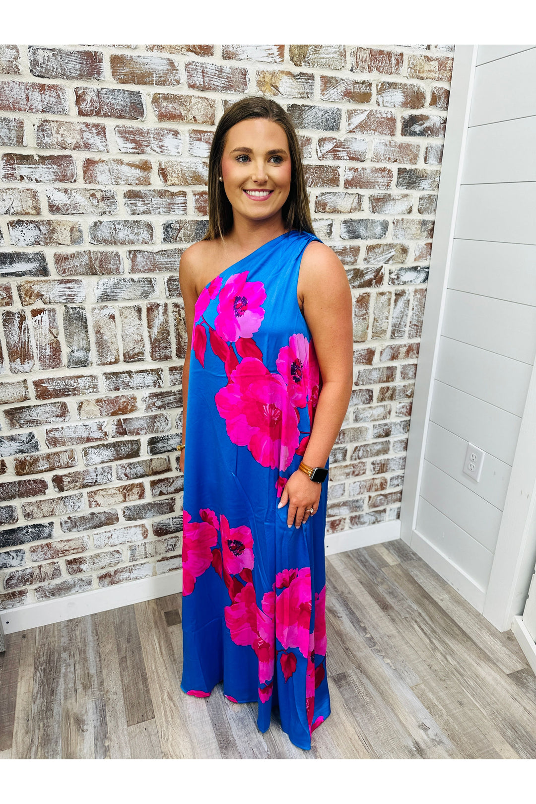 One Shoulder Sweet Bloom Maxi Dress