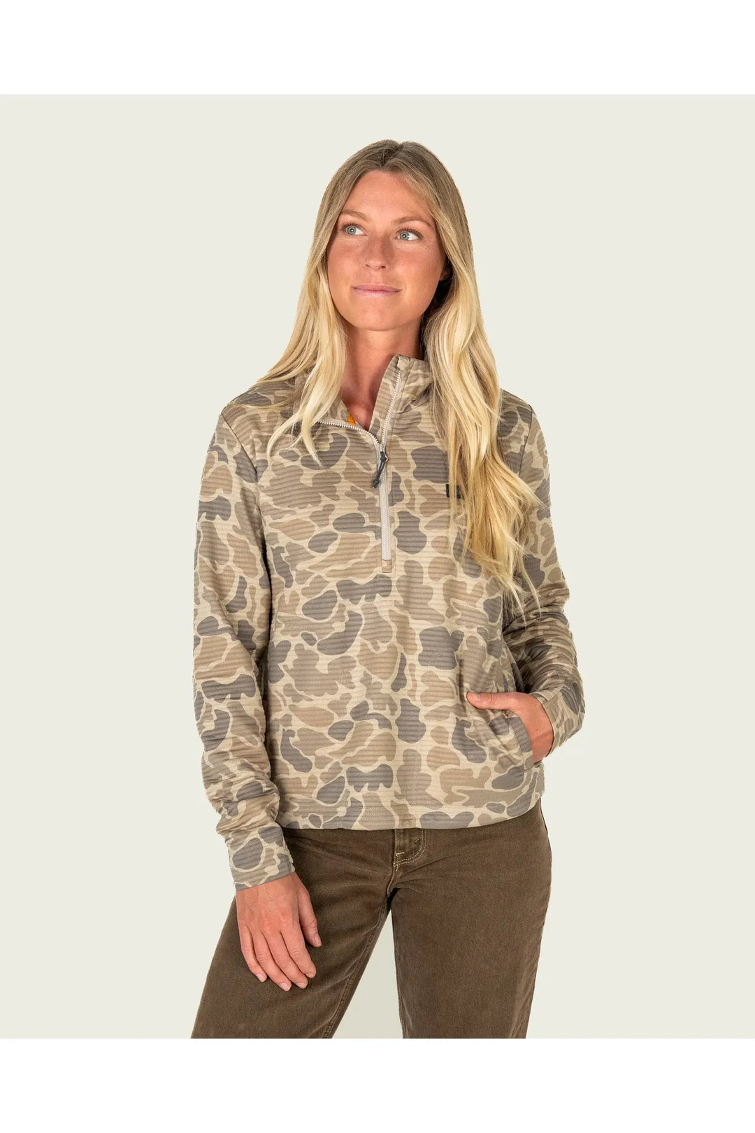 Marsh Wear | Women's Sullivan Hagood 1/4 Zip- Khaki Mallard Camo