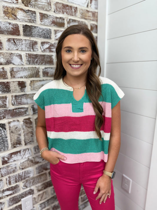 Colored Stripes Knit Top