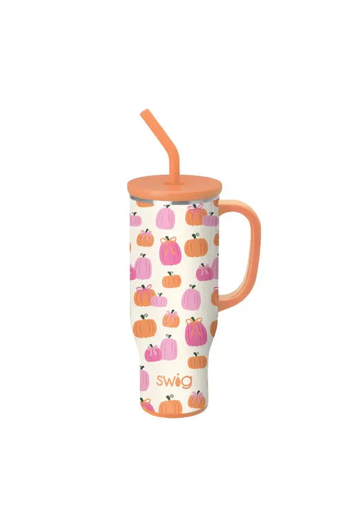 Pumpkins & Bows Swig Cup 30oz mug with silicone straw