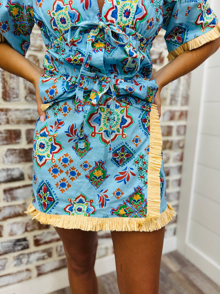 Blue Skies Fringe Skort