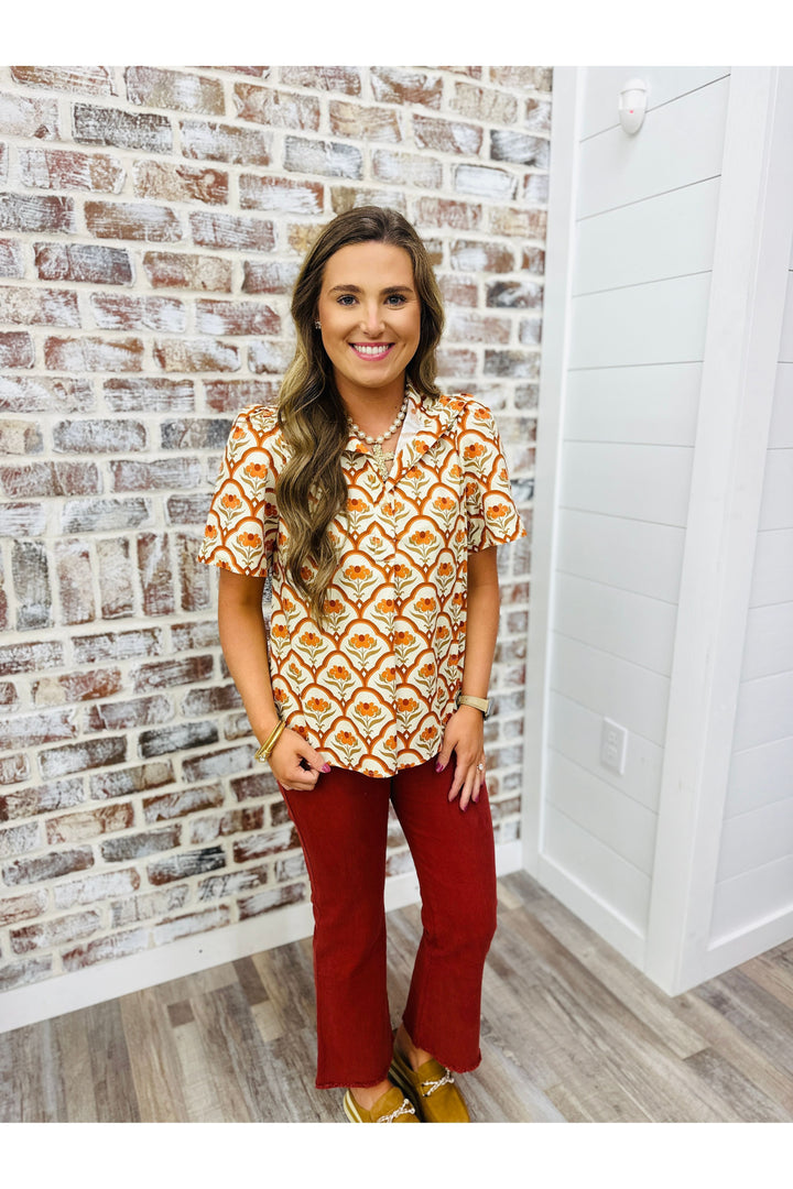 Rust High Waisted Flare Pants