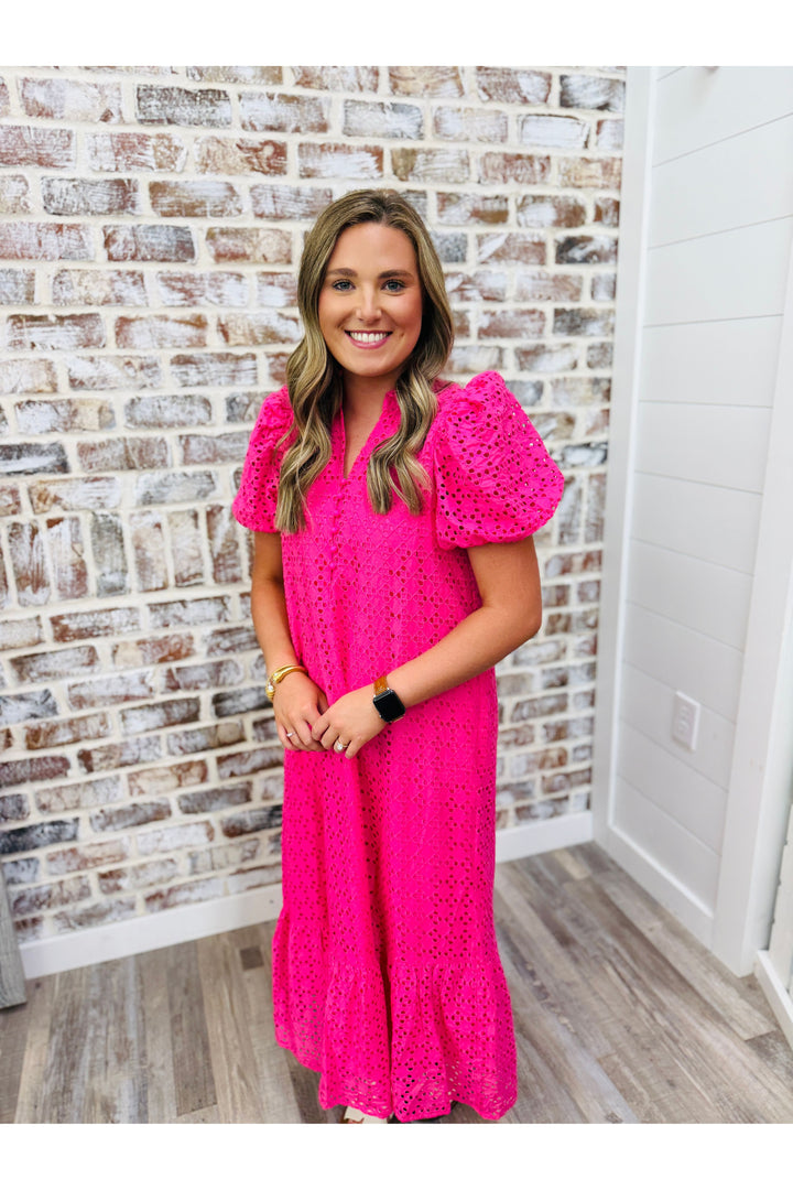 Garden Party Midi Dress - Pink