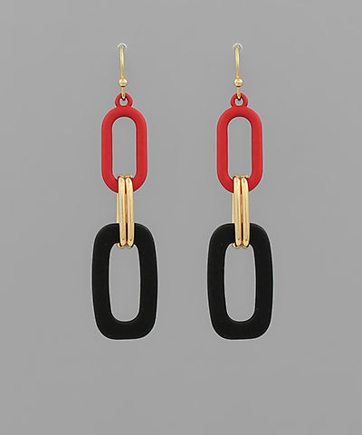 GAME DAY Linked Color Coated Oval Earrings