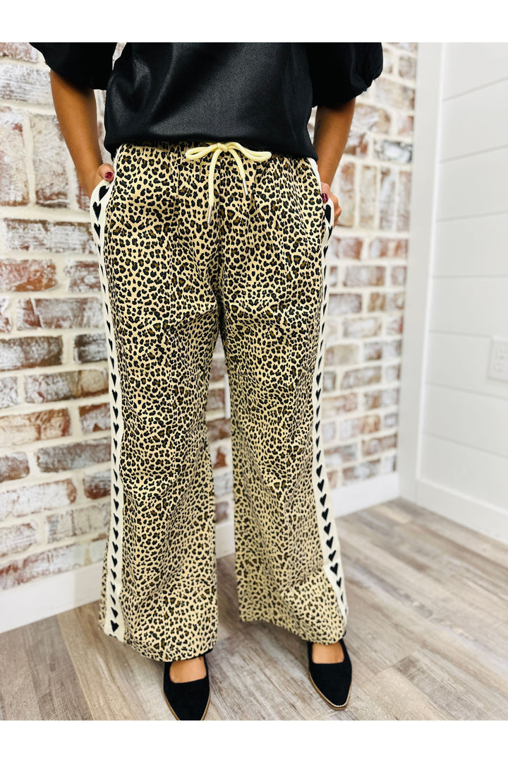 Leopard Heart Detail Pants