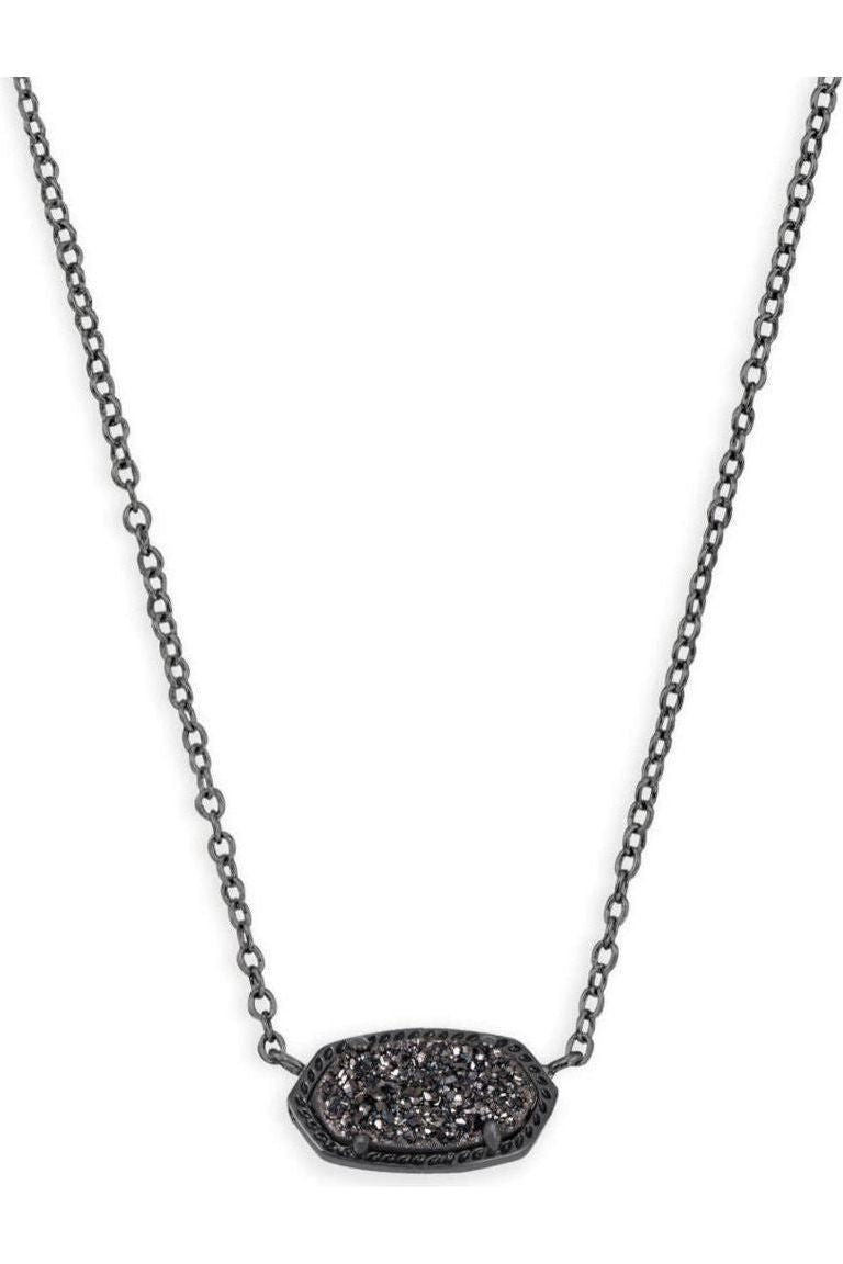 Kendra Scott| ELISA SHORT PENDANT NECKLACE GUNMETAL BLACK DRUSY