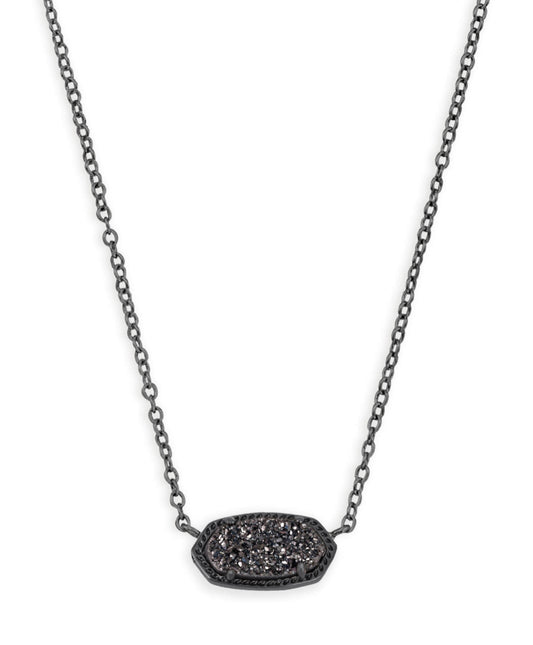 Kendra Scott| ELISA SHORT PENDANT NECKLACE GUNMETAL BLACK DRUSY