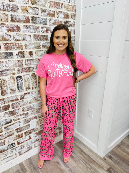 Simply Southern pink Merry Christmas pj set