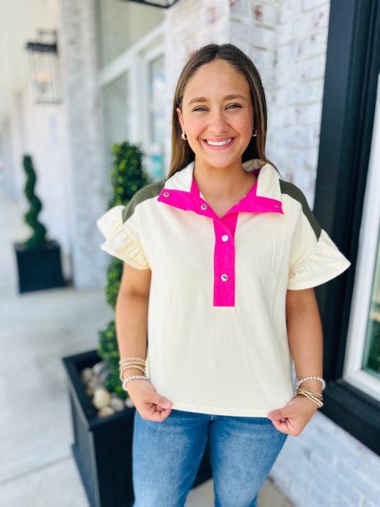 Cuteness Color-block Top