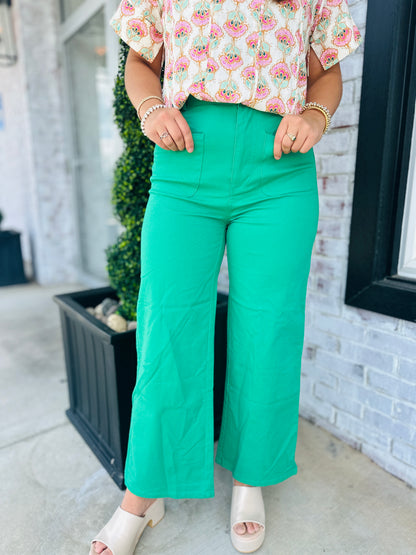 Green Wide Leg Pants