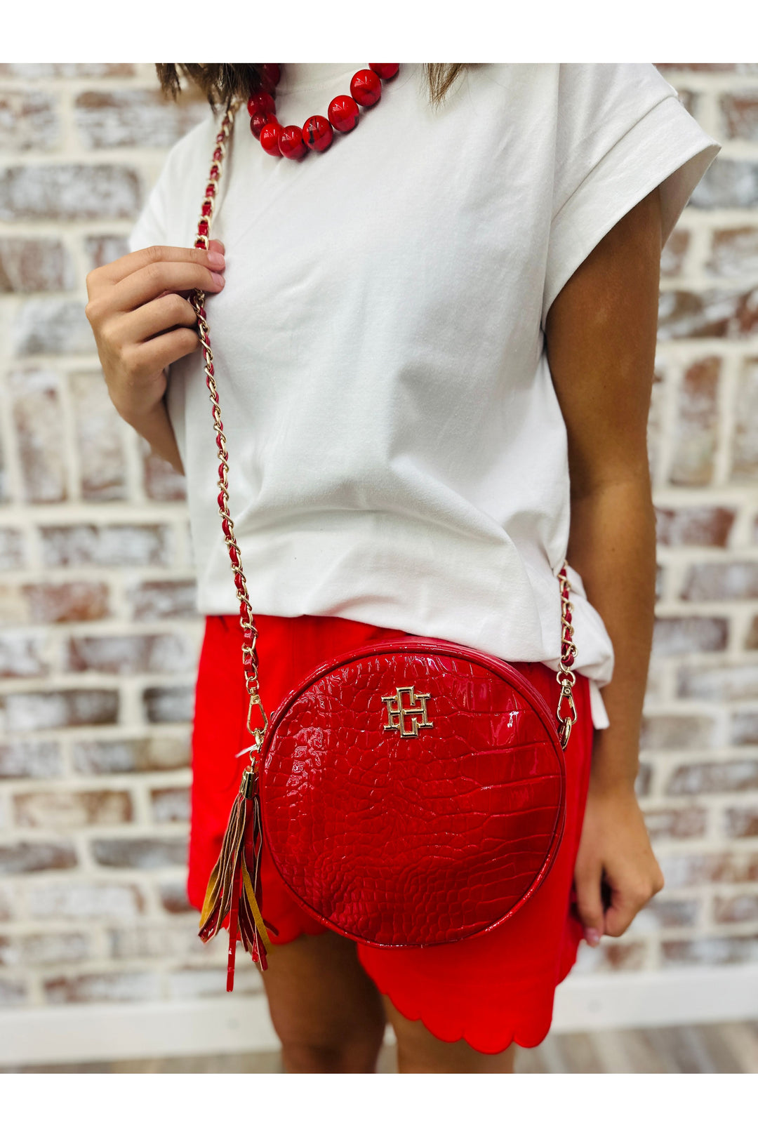 Cece Circular Crossbody Red Patent EC