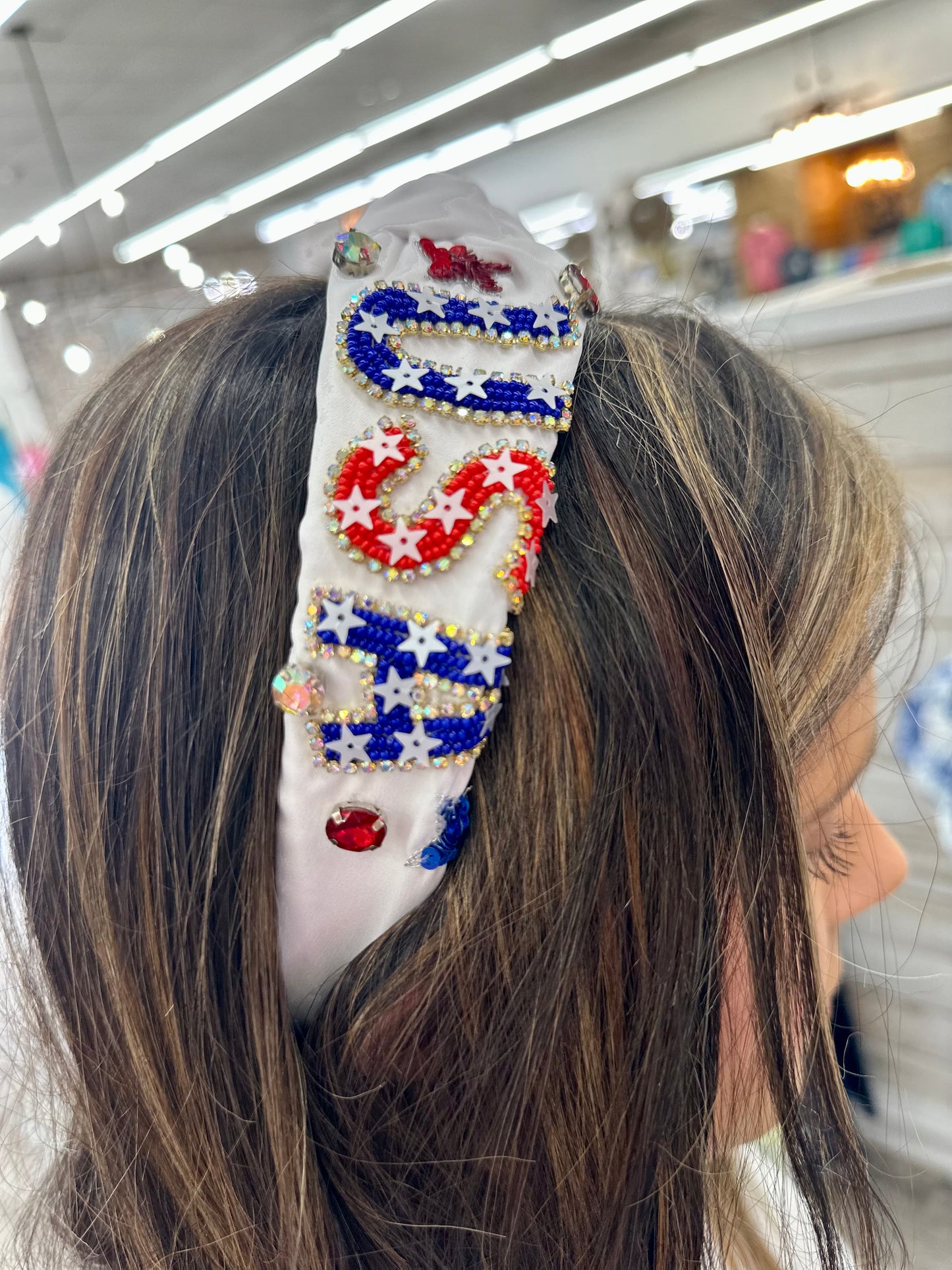 White USA Headband