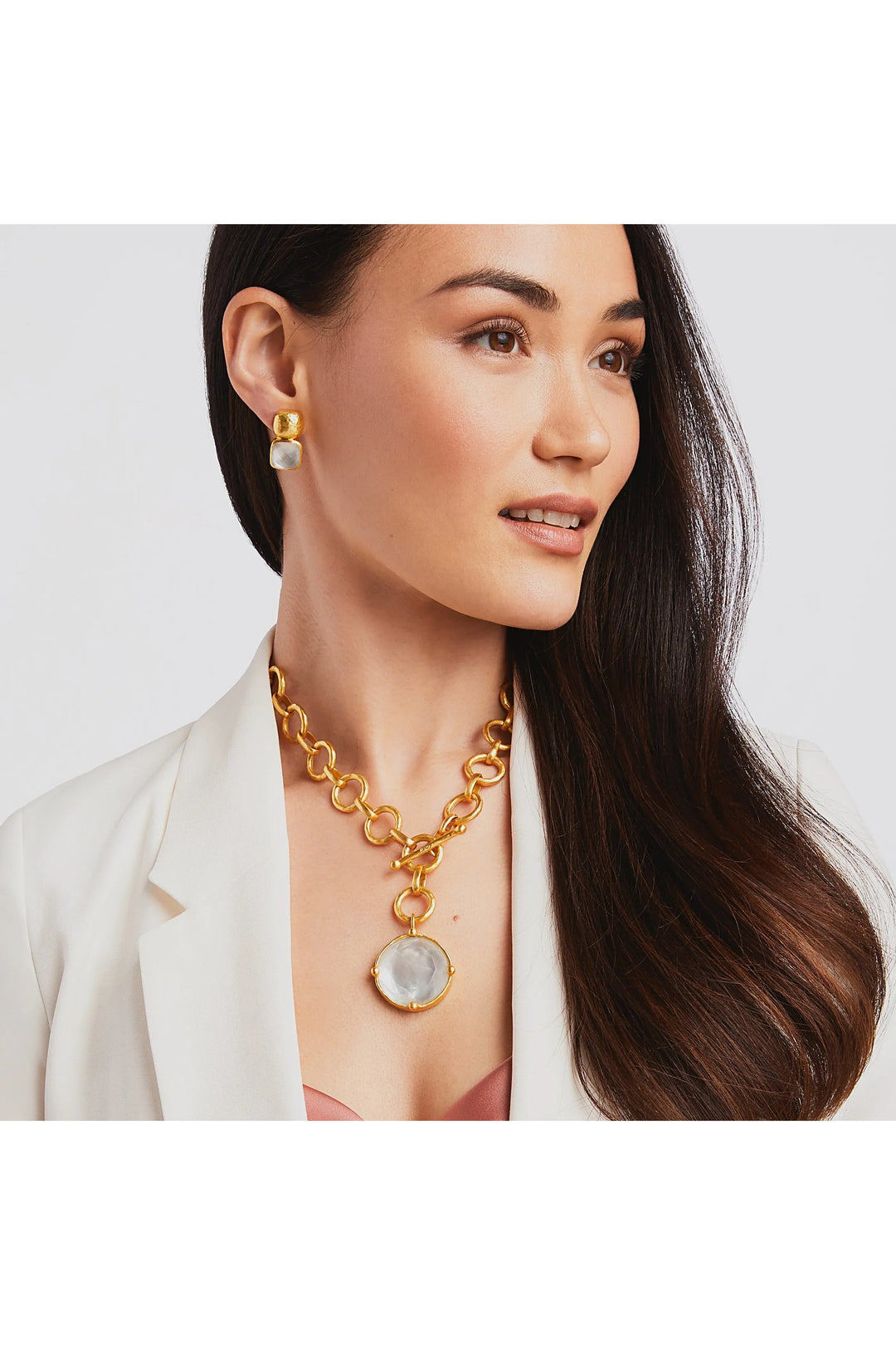 Julie Vos Honeybee Statement Necklace ~ Iridescent Clear Crystal