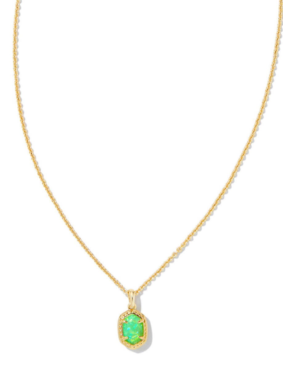 Kendra Scott| DAPHNE FRAMED SHORT PENDANT NECKLACE GOLD BRIGHT GREEN KYOCERA OPAL