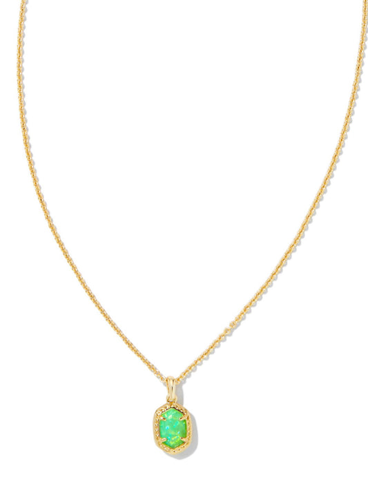 Kendra Scott| DAPHNE FRAMED SHORT PENDANT NECKLACE GOLD BRIGHT GREEN KYOCERA OPAL