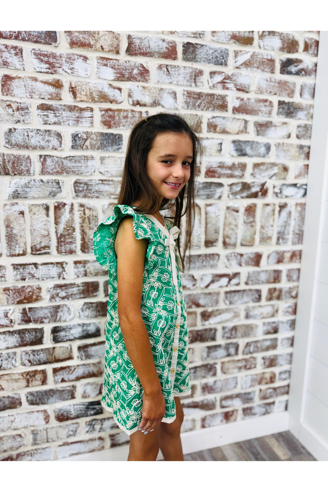 Girls Spring Into Green Dress