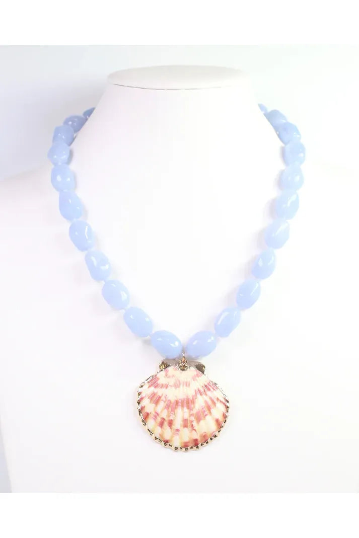 Sallisaw Shell Beaded Necklace Blue