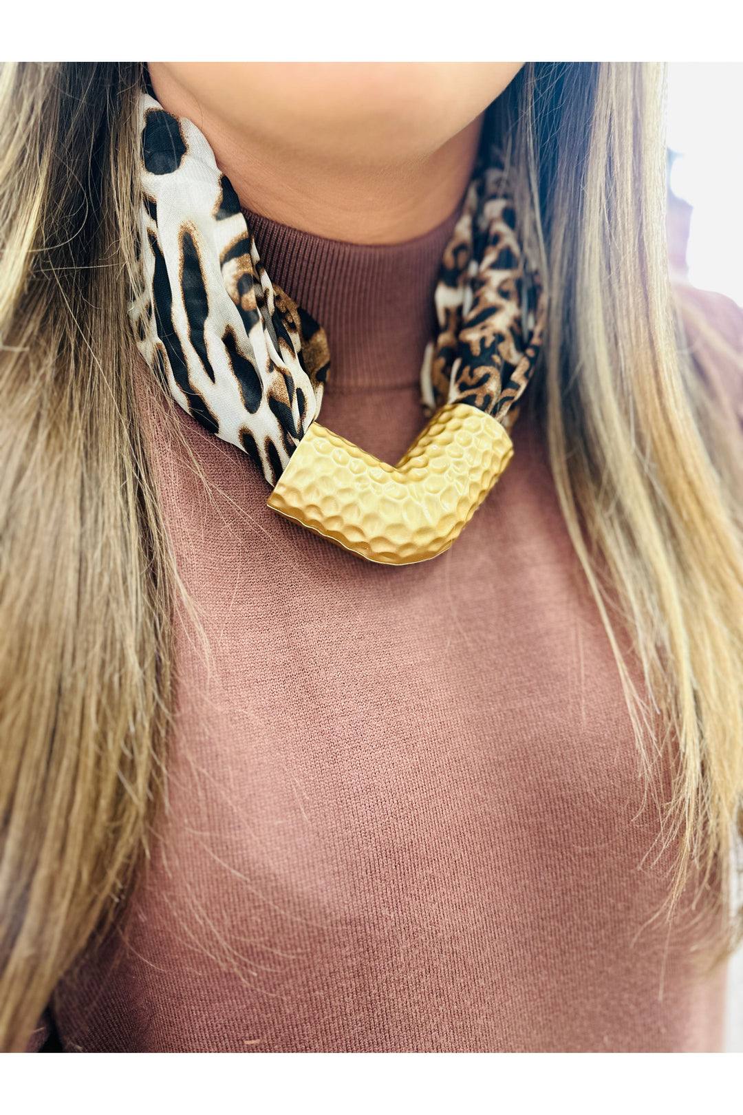 Cheetah Gold Scarf Necklace