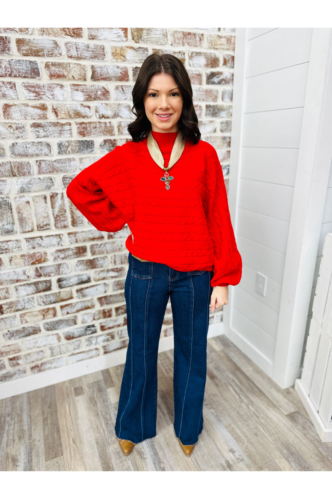 Red Mock Neck Sweater