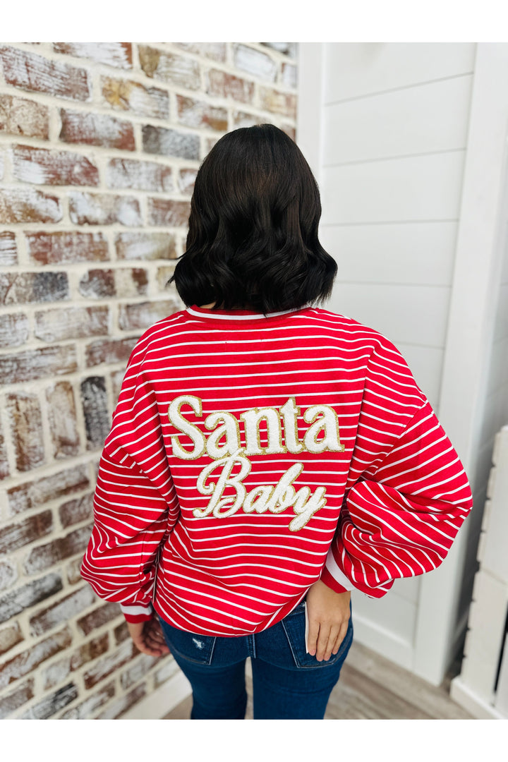 Santa Baby Varsity Stripe Top