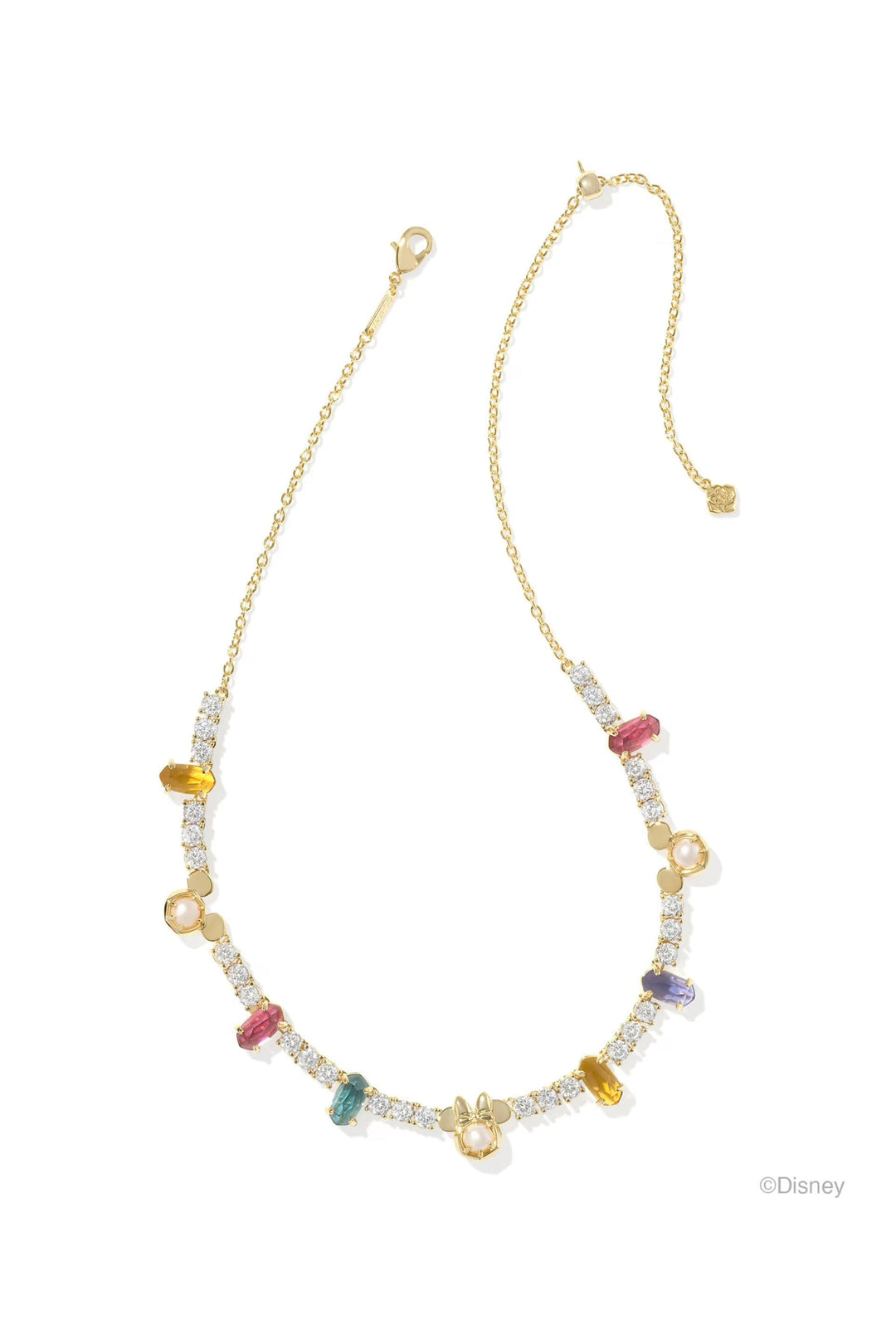 Disney | Kendra Scott Gold Mickey Mouse and Minnie Mouse Tennis Necklace in Multi Mix