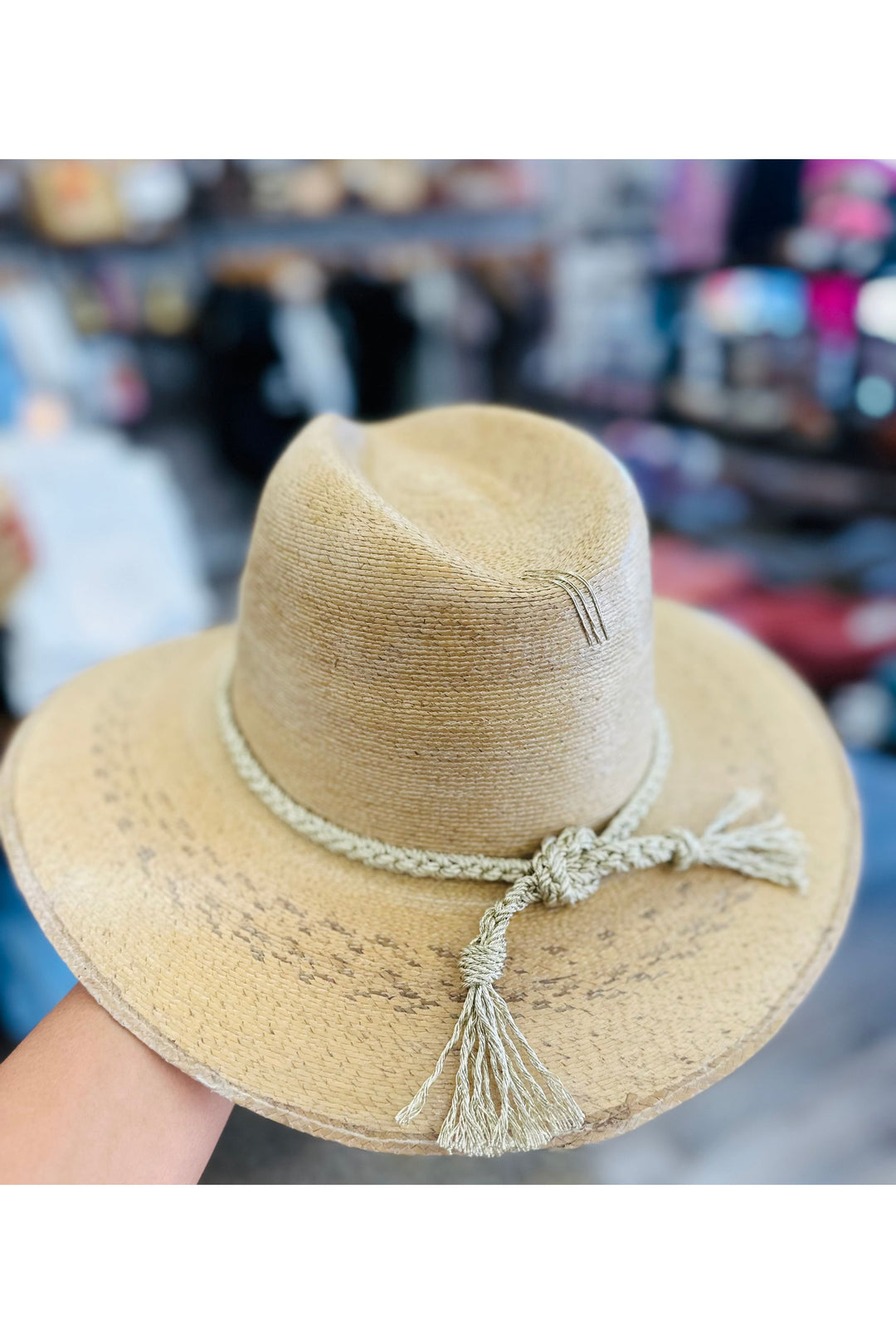 Tipsy threads Brand natural hat with gold rope 
