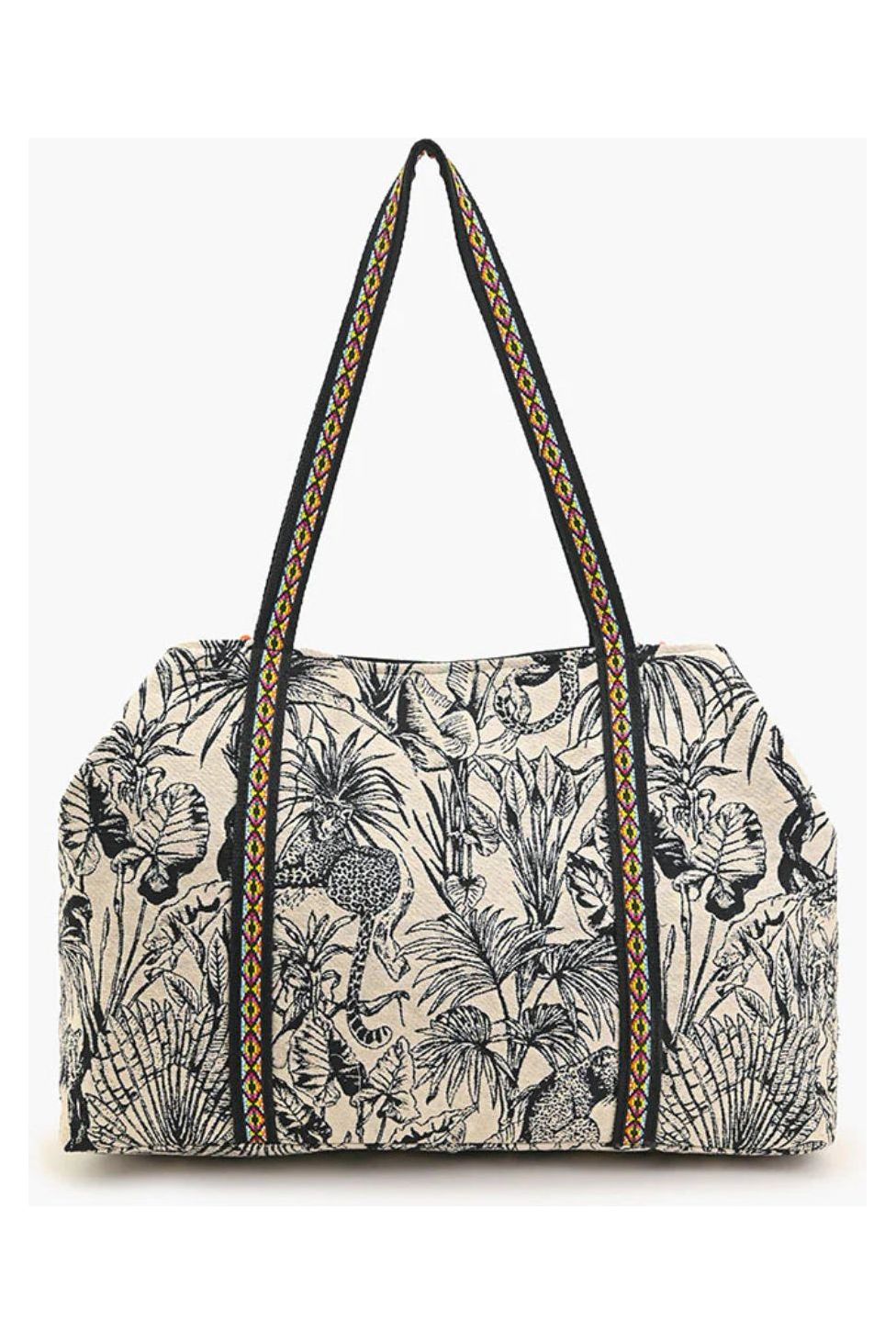 TROPICAL LEOPARD EMBELLISHED TOTE