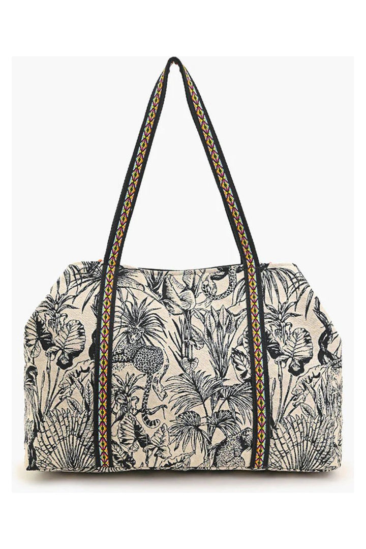 TROPICAL LEOPARD EMBELLISHED TOTE