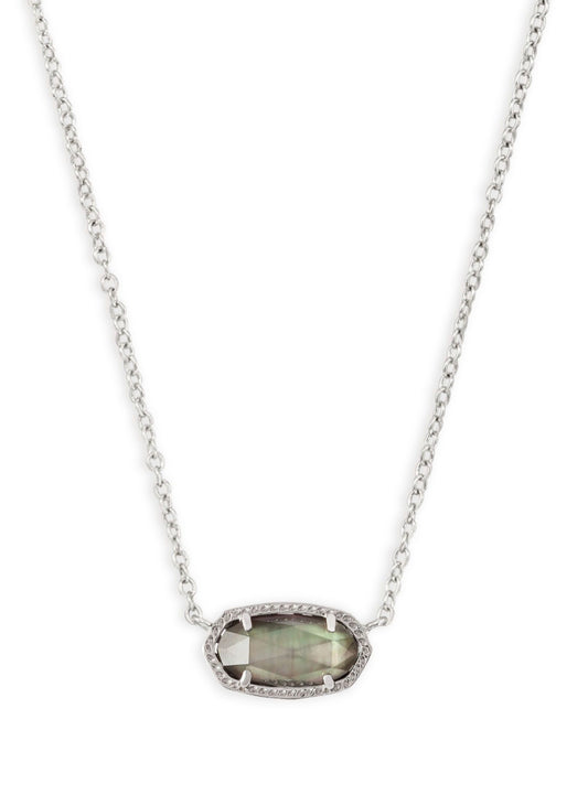 Kendra Scott| ELISA SHORT PENDANT NECKLACE SILVER BLACK MOTHER OF PEARL